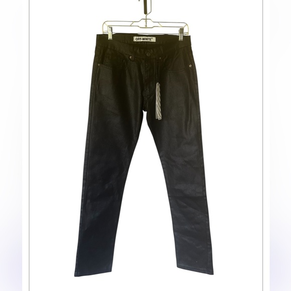 NWT Off-White Virgil Abloh Italy Roses Skinny Jeans Black Coated  $750. Size 30 - Picture 2 of 8